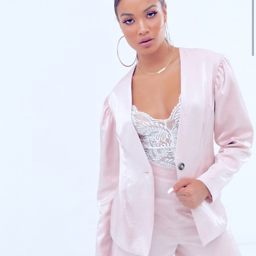 ASOS UNIQUE21 high shine pink blazer NWT